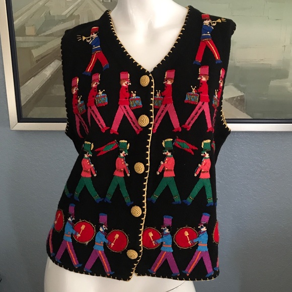 Michael Simon Sweaters - Michael Simon Beaded And Appliquéd Sweater Vest, M